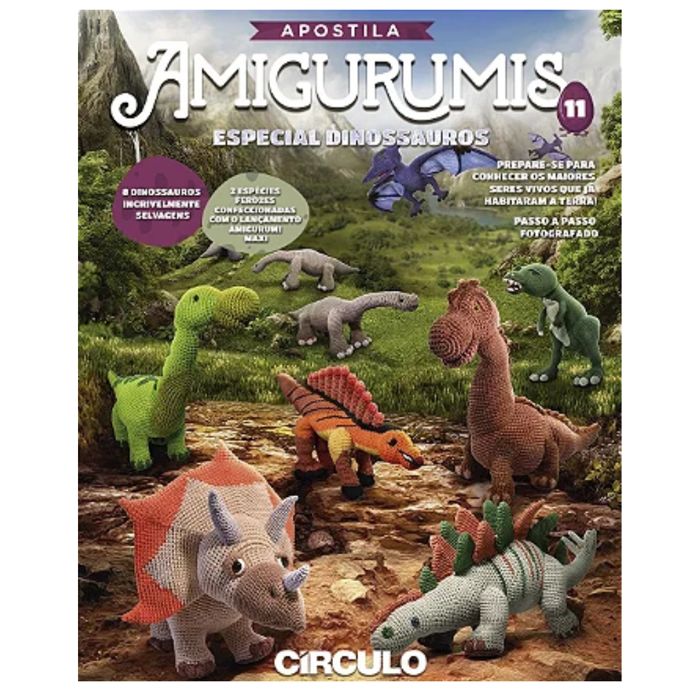 Revista e Apostilas  Amigurumis da Círculo n 11 Especial Dinossauros